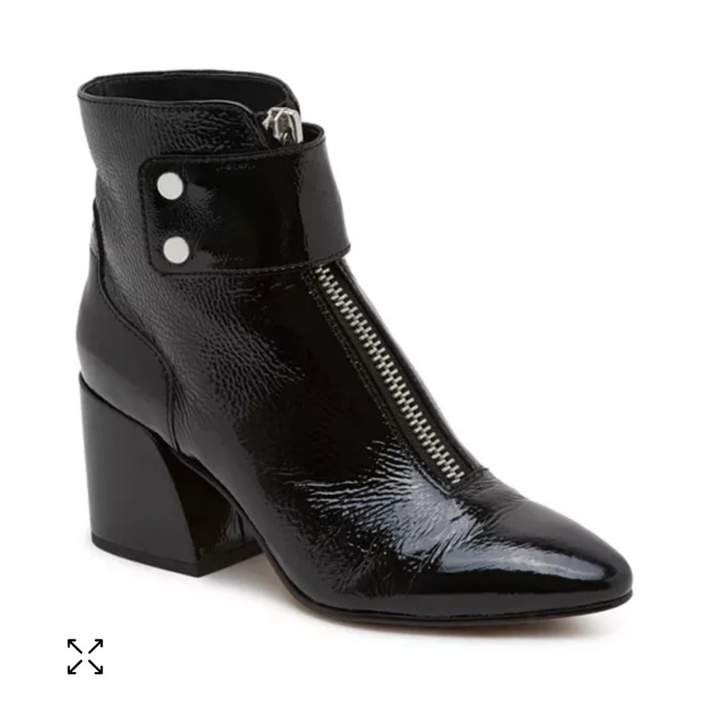 DOLCE VITA Varra patent leather ankle booties 60s gogo boots retro BLACK size 7